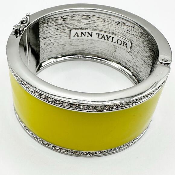 Ann Taylor Yellow Enamel Bracelet  Wide Bangle Magnetic Closure Preppy Jewelry - Picture 2 of 11